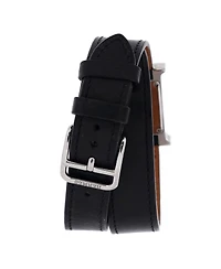 Pre-Owned Hermes Heure H Double Tour Quartz Watch in Stainless Steel and Leather 21mm