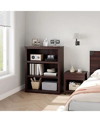 homfan 3-Tier Farmhouse Wooden Bookcase, Tall Open Bookshelf