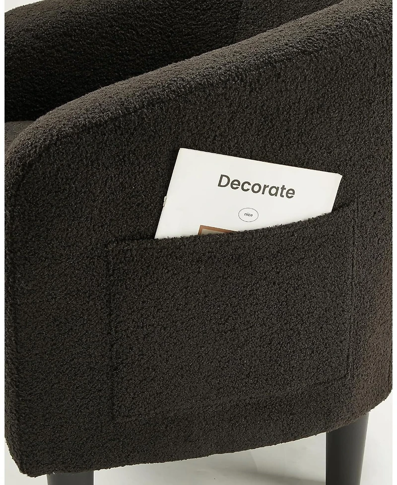 homfan Boucle Barrel Accent Chair with Ottoman, Modern Club Chair for Bedroom Reading Room