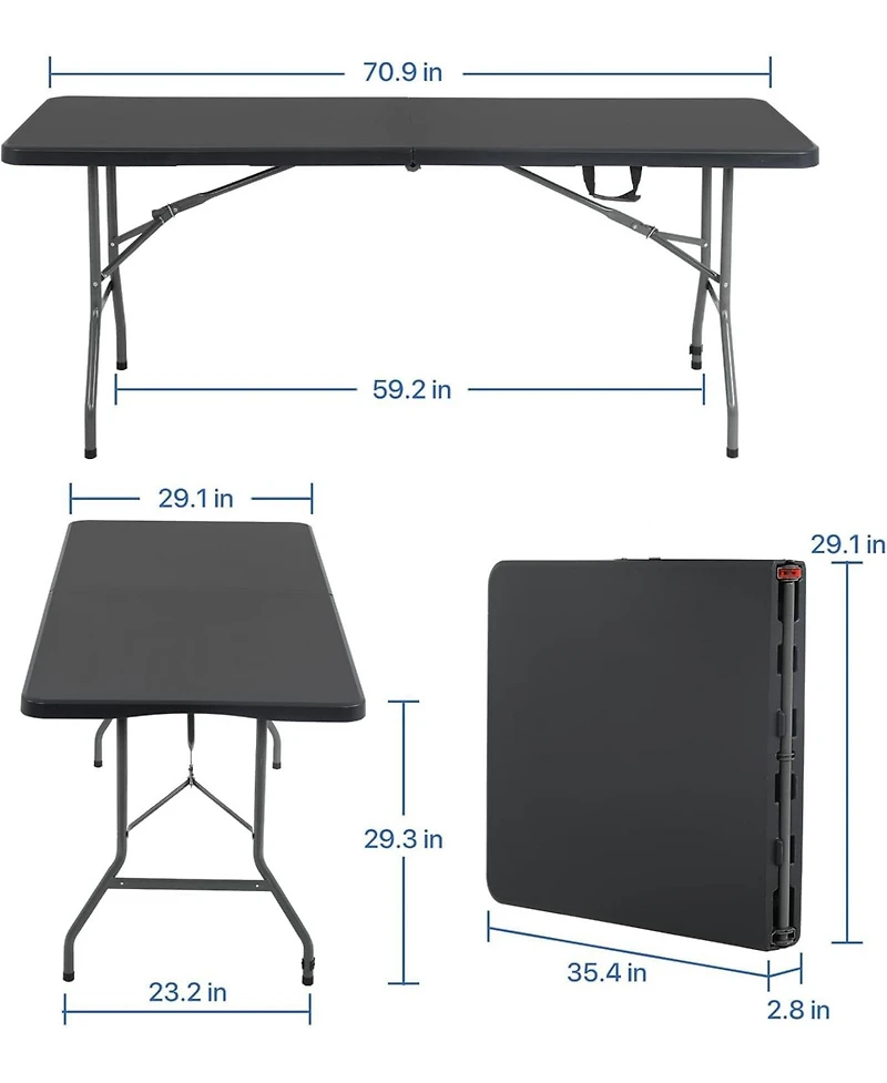 Aofar Folding Table Heavy Duty Plastic Utility Indoor Outdoor Party Dining Lock Function