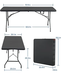 Aofar Folding Table Heavy Duty Plastic Utility Indoor Outdoor Party Dining Lock Function