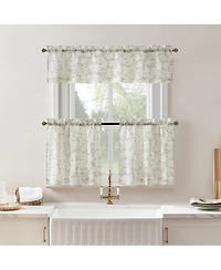 No. 918 Jacqueline Tonal Floral Puff Print Semi-Sheer Rod Pocket Kitchen Curtain Valance