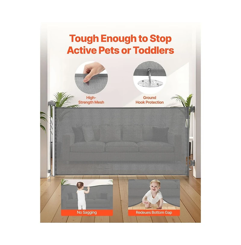 Ruie Retractable Pet Gate with Security Lock 31 in Tall and 56 in Wide