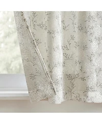No. 918 Jacqueline Tonal Floral Puff Print Semi-Sheer Rod Pocket Kitchen Curtain Tier Pair