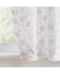 No. 918 Jacqueline Tonal Floral Puff Print Semi-Sheer Rod Pocket Kitchen Curtain Tier Pair