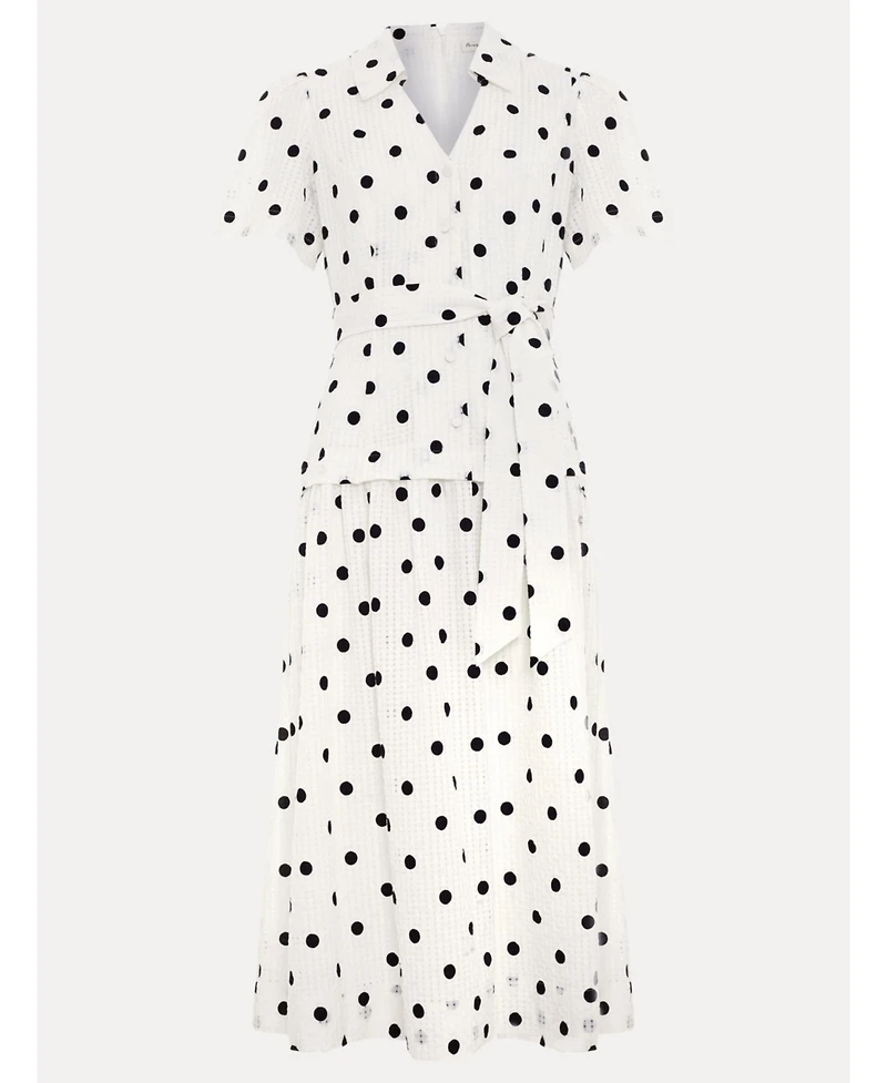 Phase Eight Women's Adele Polka-Dot Short-Sleeve Collared Midi Dress