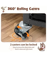 Hongge 38 in Foldable Heavy-Duty Metal Dog Crate with Rolling Casters and Pull-Out Tray