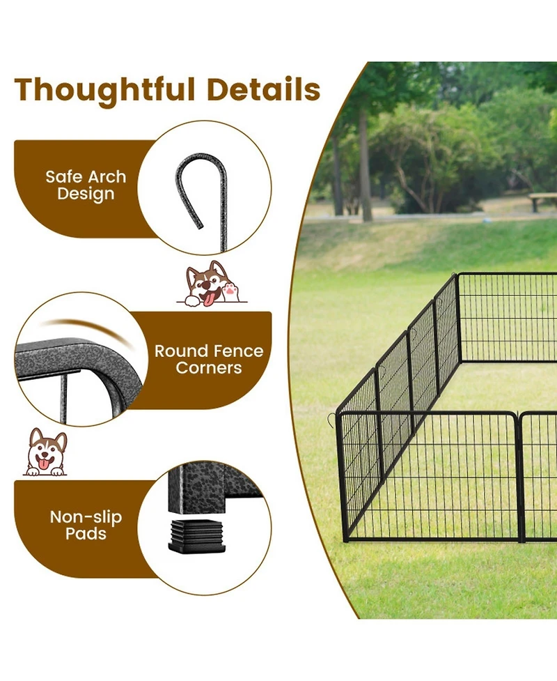 Hongge 16-Panel Metal Dog Playpen 24 in with Lockable Door and Customizable Configurations
