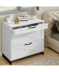 Vabches File Cabinet 3 Drawers Lateral File Cabinet for Letter/Legal/A4 Size Hanging Files