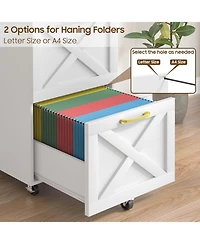 Vabches 2 Drawer Small File Cabinet with Wheels, Farmhouse Vertical Filing Cabinet Fits A4/Letter