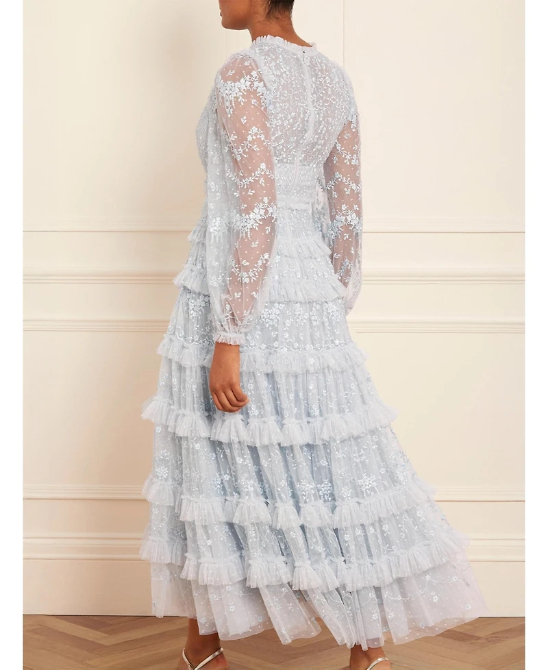 Needle & Thread Women's Blossom Long Sleeve Lace Ankle Gown