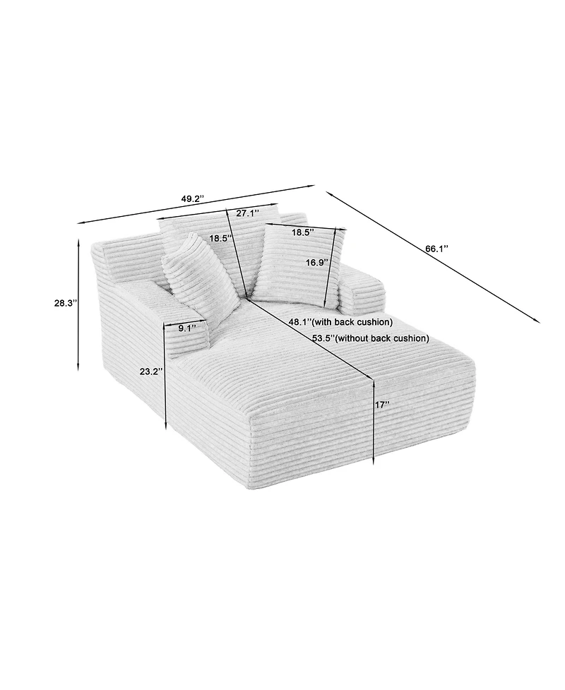 Sailvan Oversized Chaise Lounge Chair, Corduroy Upholstered Modern Sofa Couch,No Assembly Required