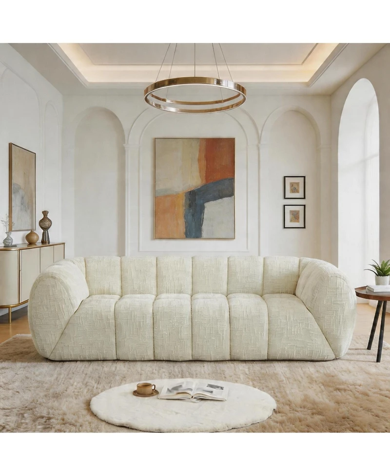 Sailvan 3-Seater Modern Quilted Cloud Sofa, Deep Seat Chenille Pure Foam Couch for Living Room