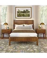 Plank+Beam Sera Fluted 1 Drawer Nightstand with Brass Handle