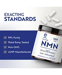 Nobi Nutrition Nmn Supplement 500mg, Pure Nicotinamide Mononucleotide for Cellular Energy, Longevity, Repair, and Healthy Aging Support 60 Count