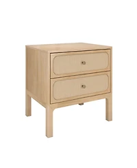 Plank+Beam Elio Rattan 2 Drawer Nightstand with Brass Knob
