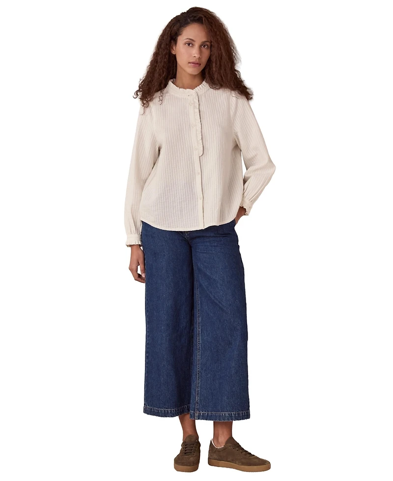 Celtic & Co. Women's Textured Cotton Shirt With Frill Collar