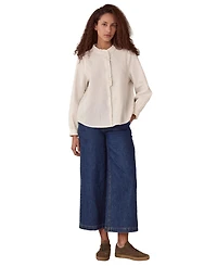 Celtic & Co. Women's Textured Cotton Shirt With Frill Collar