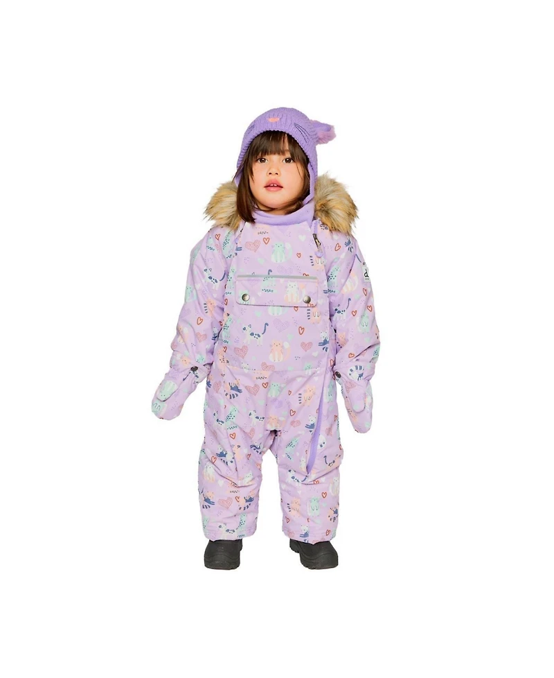 Deux par Baby Girls One Piece Snowsuit Adapted for Car Seats Cat Print