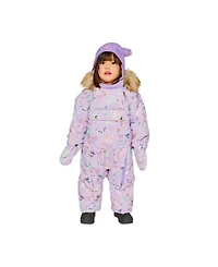 Deux par Baby Girls One Piece Snowsuit Adapted for Car Seats Cat Print