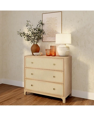 Plank+Beam Elio Rattan Drawer Dresser with Brass Knob