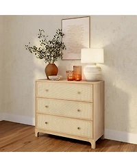 Plank+Beam Elio Rattan Drawer Dresser with Brass Knob