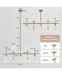 Tribesigns 5-Light Modern Linear Chandelier, Kitchen Island Pendant Light, Dining Room Adjustable Hanging Light Fixture