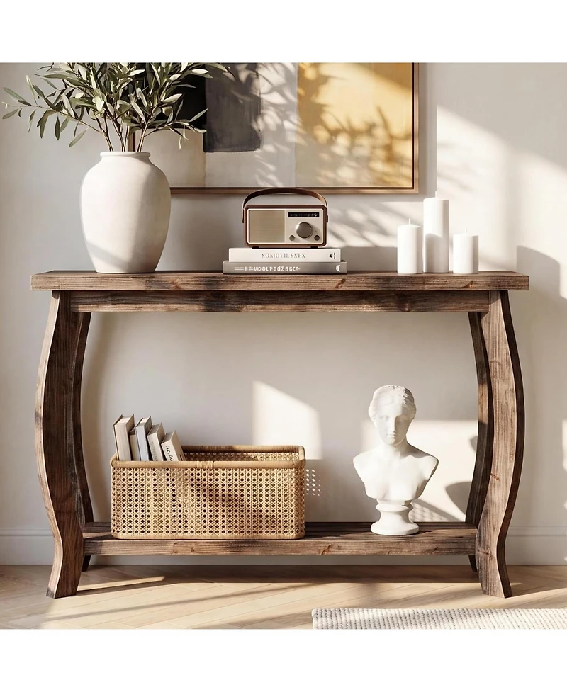 Tribesigns Solid Wood Console Table for Entryway, 41.3-Inch Sofa Table | Small Farmhouse Entrance Furniture with Storage for Living Room