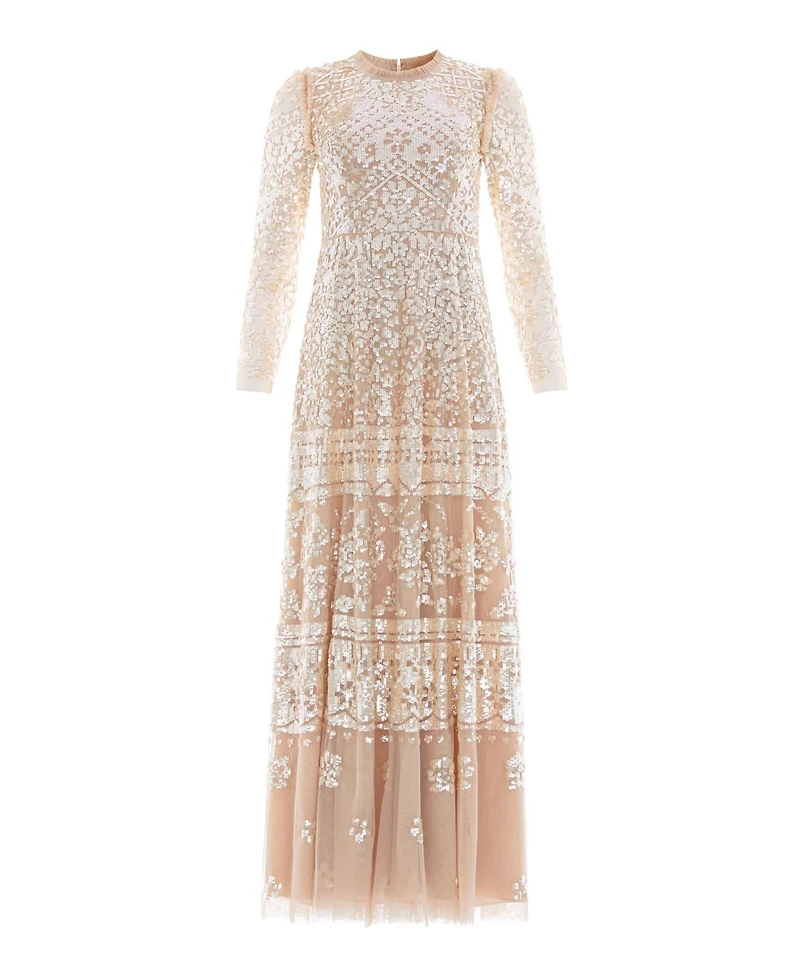 Needle & Thread Women's Aurora Sequin Long-Sleeve Gown