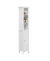 Busdays 66.92 Inch Tall Bathroom Storage Cabinet with Adjustable Shelves Slim 1 Door Freestanding Anti Tip Open Compartments for Small Spaces