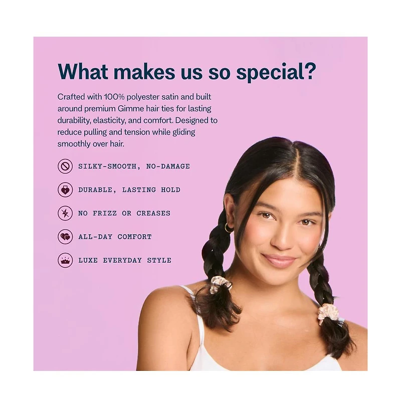 Gimme Beauty Slim Satin Hair Scrunchies Soft