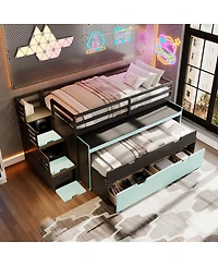 Streamdale Furniture Loft Bed with Desk, Trundle, Storage Steps, and Drawers