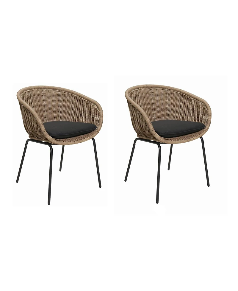 Streamdale Furniture Set of 2 Outdoor Wicker Rattan Bucket Chairs with Cushions
