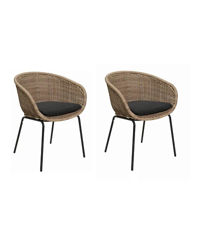 Streamdale Furniture Set of 2 Outdoor Wicker Rattan Bucket Chairs with Cushions