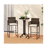 Boyel Living Outdoor Pe Wicker Bar Stools Set of 2 Patio Bar Height Chairs with Cushions