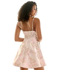 Seni & Cade Juniors' Floral-Sequin Fit-and-Flare Dress
