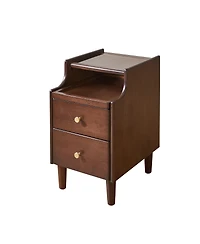 Streamdale Furniture Solid Wood 2-Drawer Nightstand with Pull-Out Tray