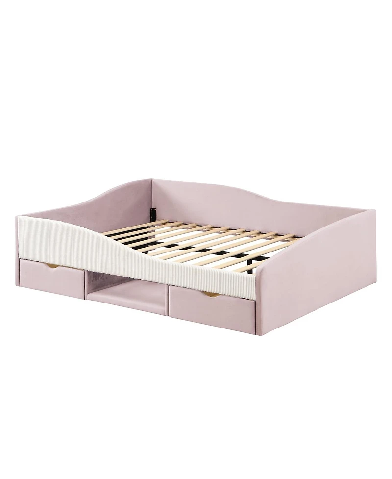 Streamdale Furniture Upholstered Daybed Frame with 2 Storage Drawers
