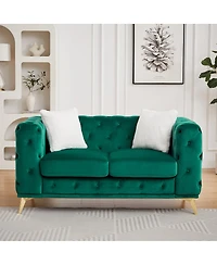 Streamdale Furniture Classic Modern 61.25" Velvet Chesterfield Sofa with 2 Pillows