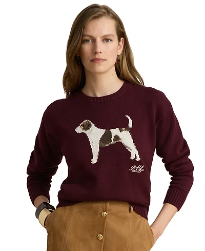 Lauren Ralph Petite Intarsia-Knit Crewneck Sweater