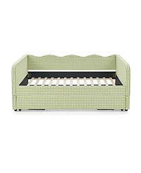 Streamdale Furniture Gingham Upholstered 3-in-1 Full-Size Daybed with Trundle and Storage