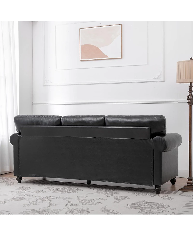 Streamdale Furniture Elegant Pine Wood Armchair with Silver Nailhead Trim and Detachable Cushion