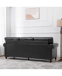 Streamdale Furniture Elegant Pine Wood Armchair with Silver Nailhead Trim and Detachable Cushion