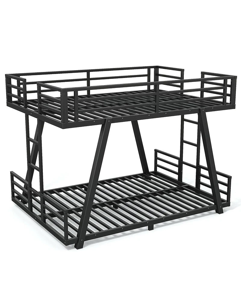 Streamdale Furniture Full over Full Metal Bunk Bed with Dual Side Ladders