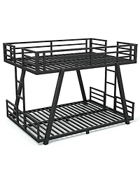Streamdale Furniture Full over Full Metal Bunk Bed with Dual Side Ladders