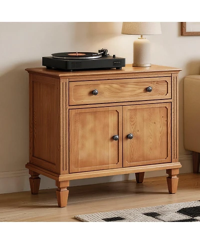 Streamdale Furniture Farmhouse Nightstand with Charging Station, Drawer, and Storage Cabinet
