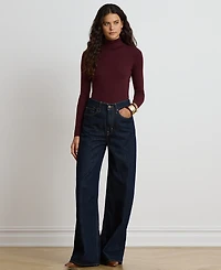 Lauren Ralph Petite Ribbed Slim-Fit Cotton-Blend Turtleneck Sweater