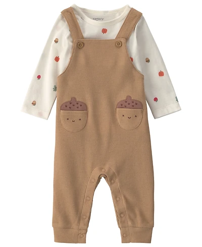 Carter's Boys' Thanksgiving Thermal Long-Sleeve Top and Overall, 2-Piece Set