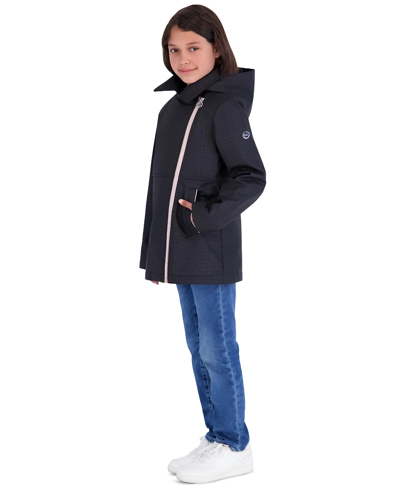 Michael Kors Toddler Girls' 2T-5T Asymetric Zip Softshell Stadium Length Jacket