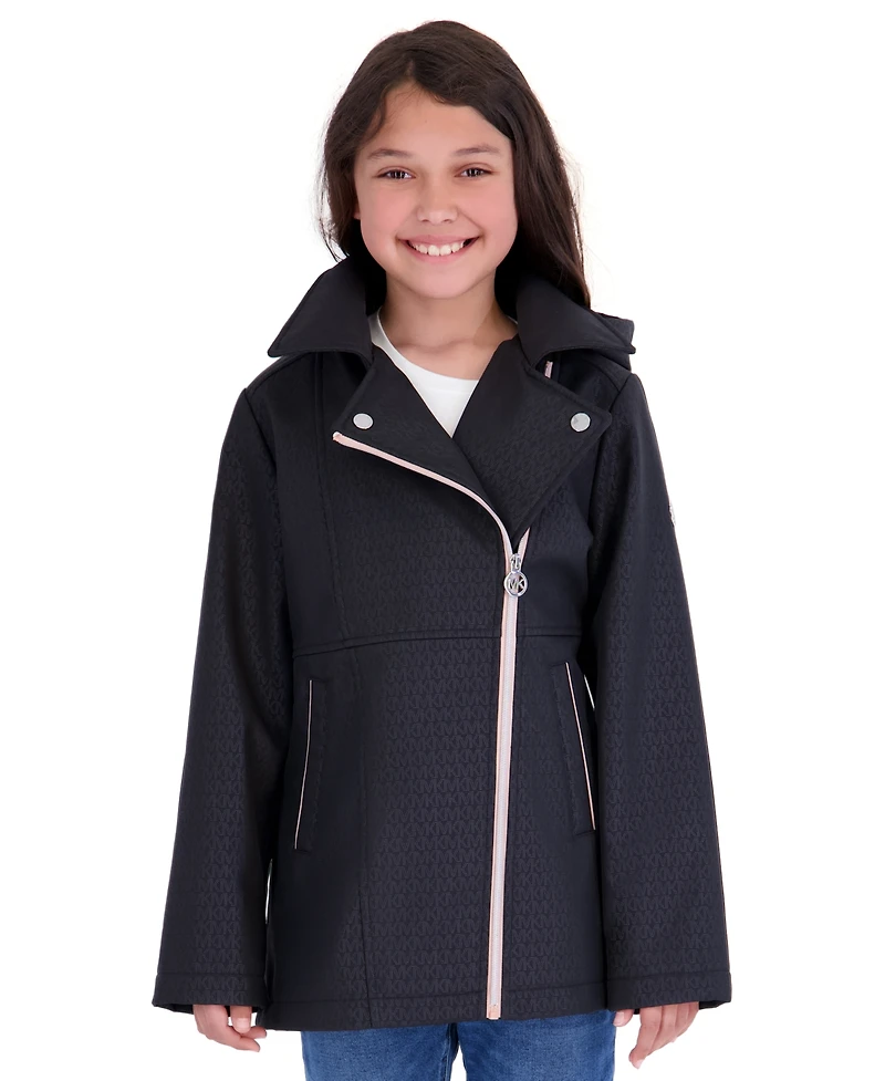 Michael Kors Toddler Girls' 2T-5T Asymetric Zip Softshell Stadium Length Jacket